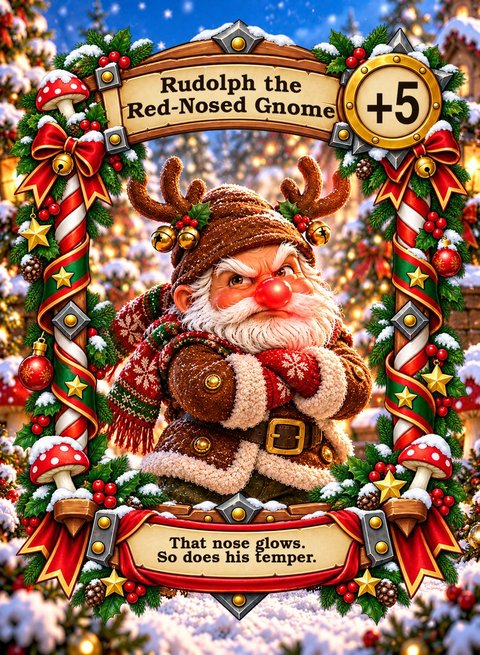 Rudolph the Red-Nosed Gnome card artwork